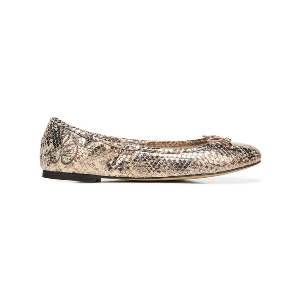 NWT SAM EDELMAN Womens Beige Snake Felicia Toe Slip On Leather Ballet Flats 6.5